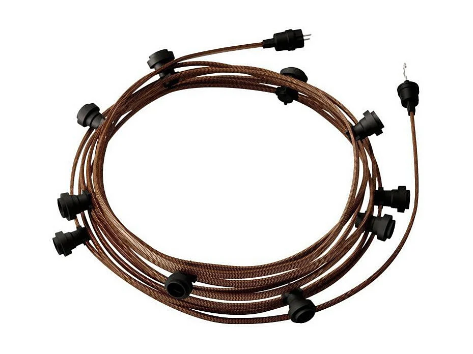 TechBrey Guirnalda Exterior Lumet System 12.5m con 10 Portalámparas E27 Negro Creative-Cables CATE27N125