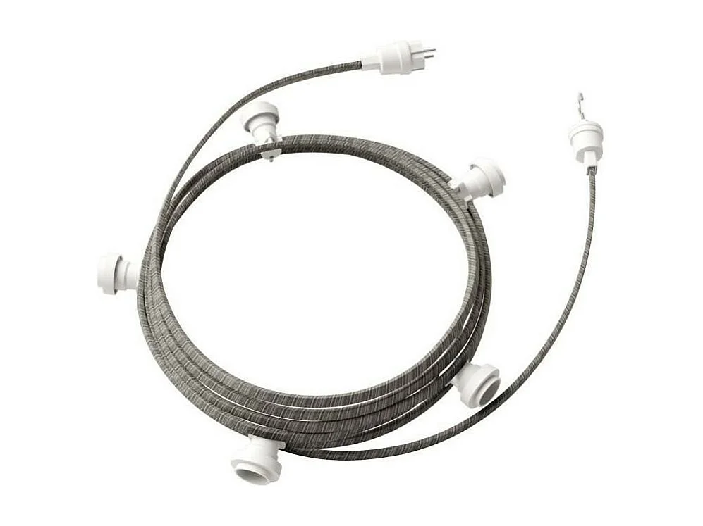 Ghirlanda da Esterni Lumet System 7.5m con 5 Portalampade E27 Bianco CATE27B075 CREATIVE-CABLES Bianco / Grigio