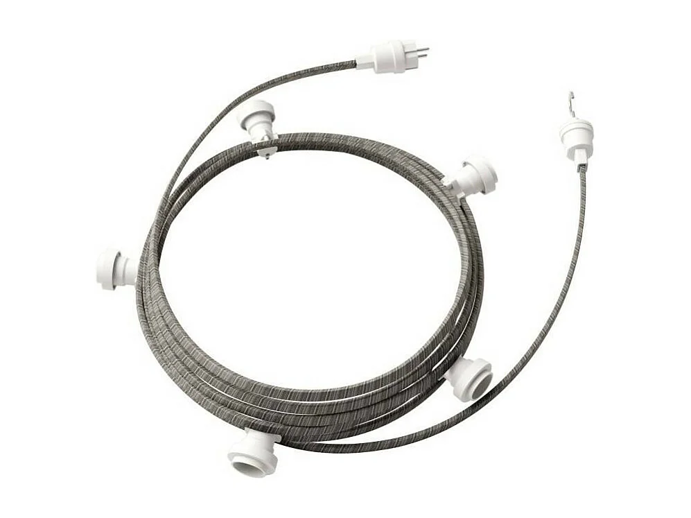 Ghirlanda da Esterni Lumet System 7.5m con 5 Portalampade E27 Bianco CATE27B075 CREATIVE-CABLES Bianco / Grigio