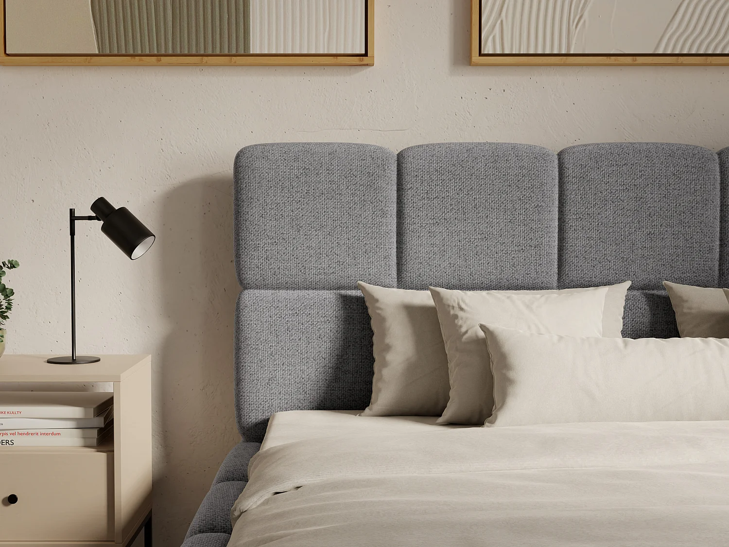 [OLD VERSION]Bett mit Bettkasten - 200 x 200 cm - Strukturstoff - Grau - DAMADO von Pascal Morabito