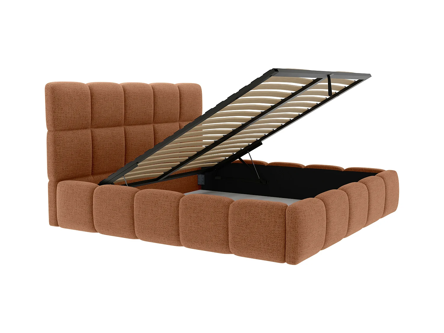 Bett mit Bettkasten - 180 x 200 cm - Strukturstoff - Terracotta - DAMADO von Pascal Morabito