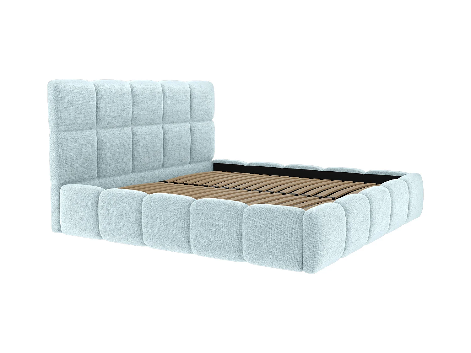 Lit coffre 140 x 190 cm - Tissu texturé - Bleu ciel - DAMADO de Pascal Morabito