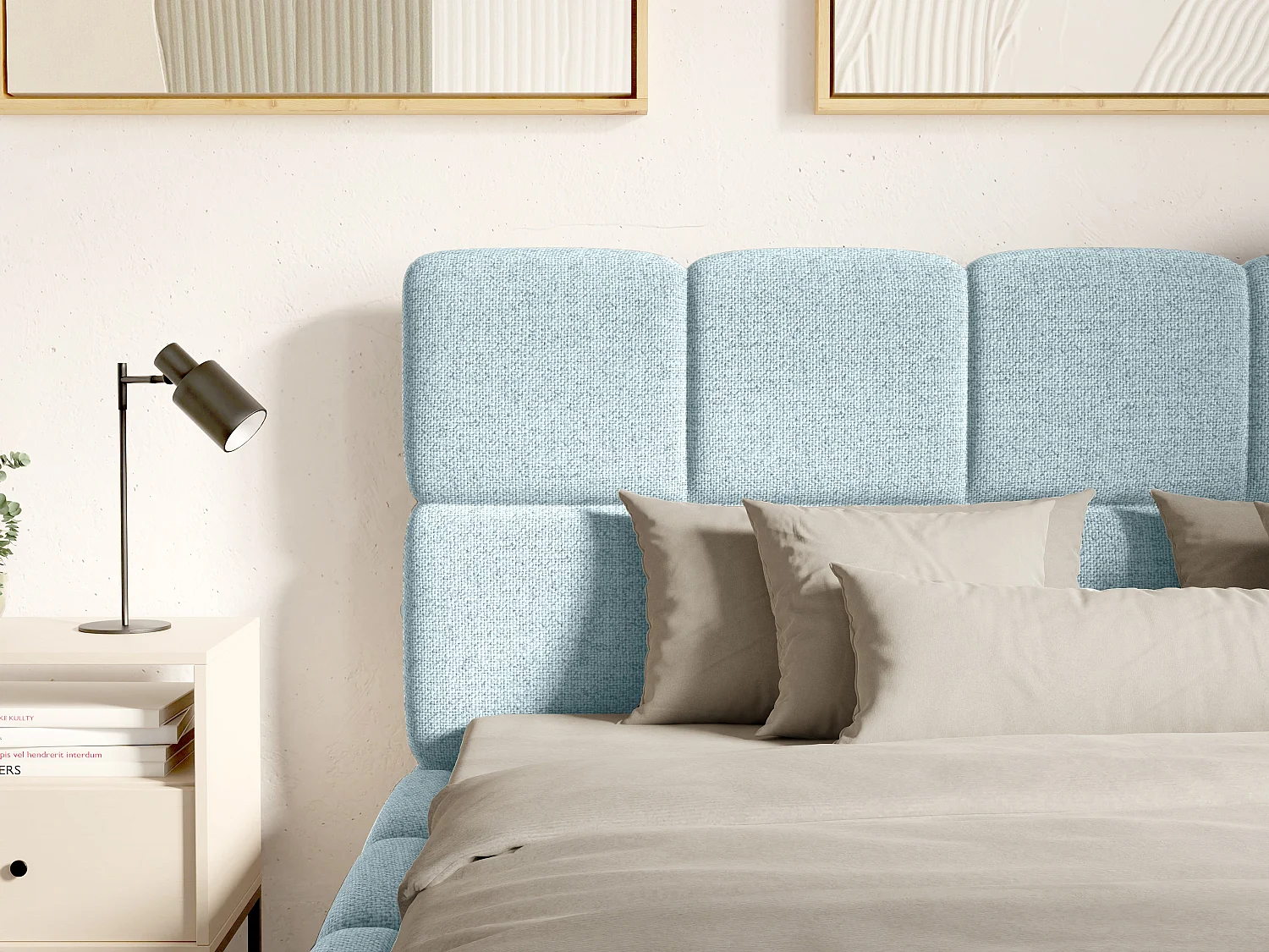 [OLD VERSION]Bett mit Bettkasten - 180 x 200 cm - Strukturstoff - Hellblau - DAMADO von Pascal Morabito