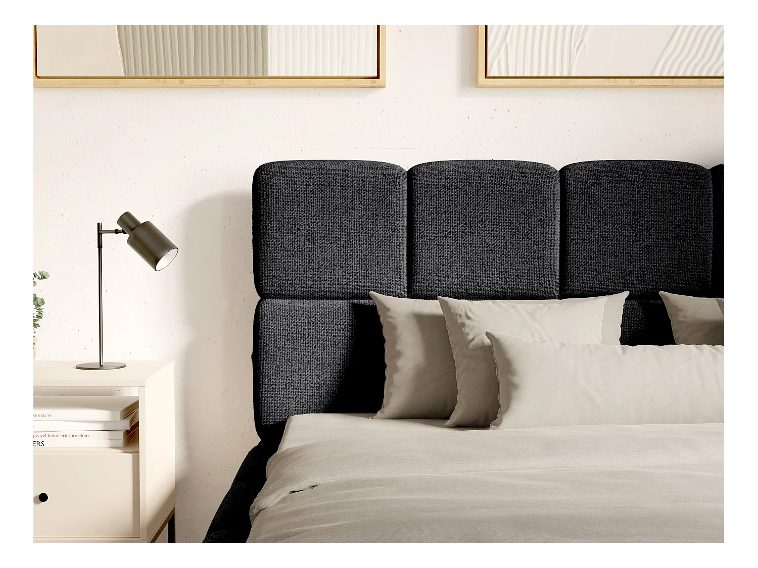 Lit coffre 140 x 190 cm - Tissu texturé - Noir - DAMADO de Pascal Morabito