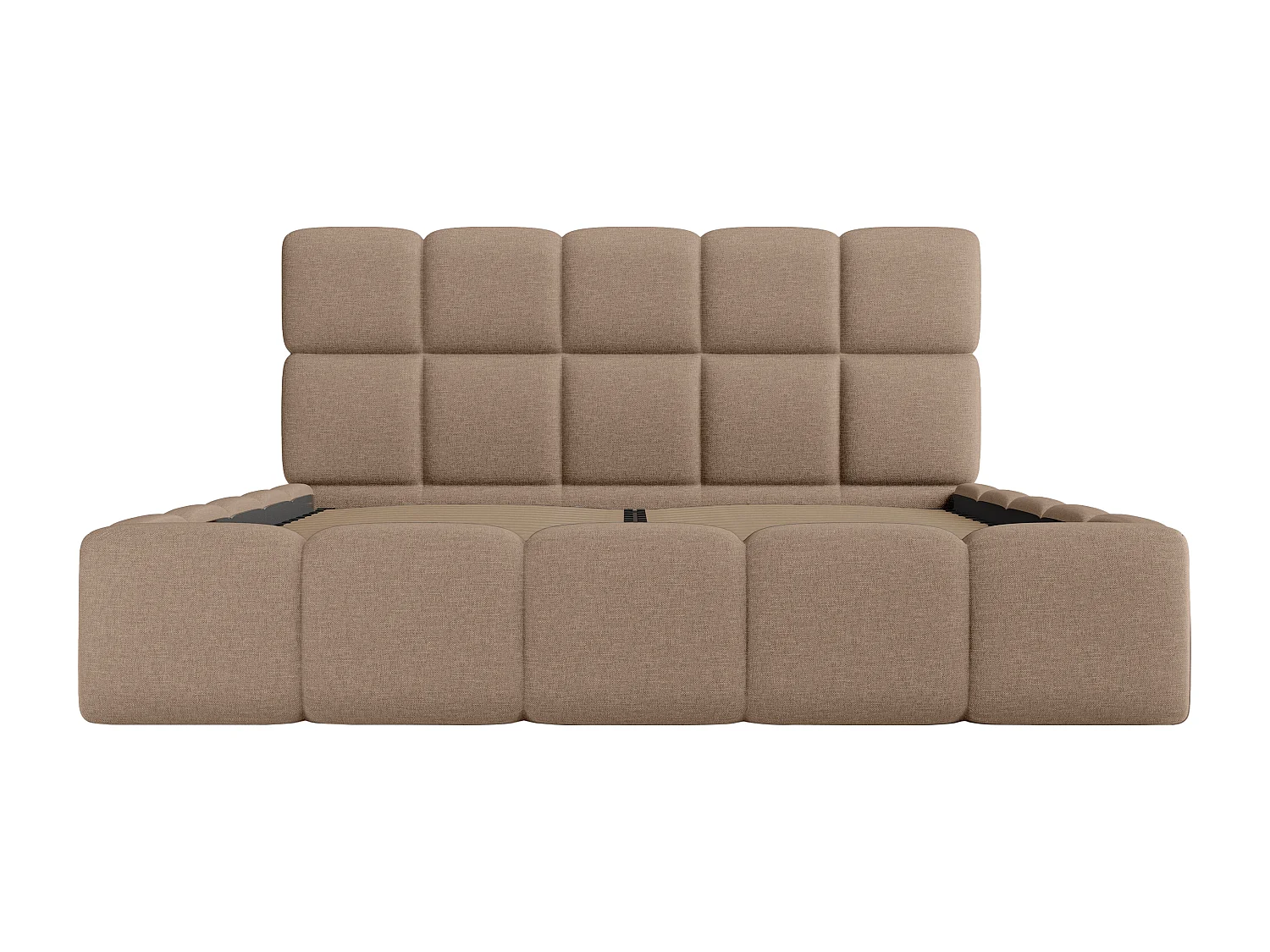 [OLD VERSION]Lit coffre 200 x 200 cm - Tissu chiné - Taupe - DAMADO de Pascal Morabito