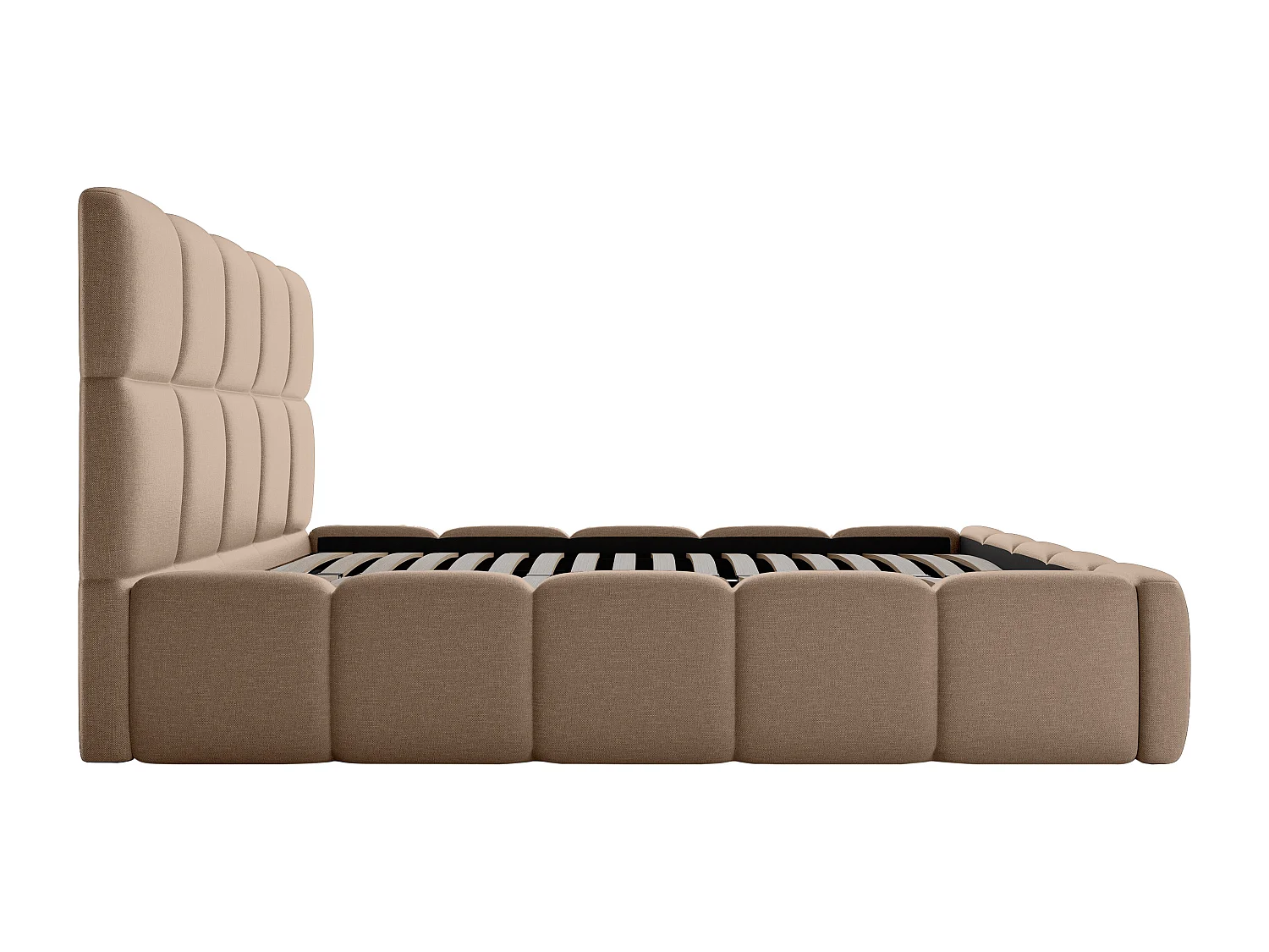 [OLD VERSION]Lit coffre 200 x 200 cm - Tissu chiné - Taupe - DAMADO de Pascal Morabito