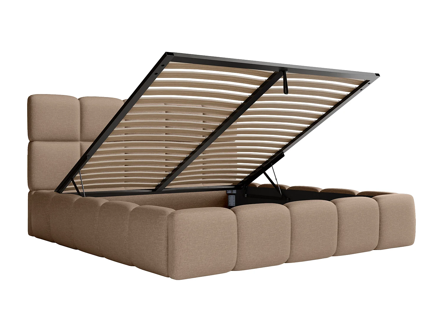 [OLD VERSION]Bed met opbergruimte 200 x 200 cm - Gechineerde stof - Taupegrijs - DAMADO van Pascal Morabito