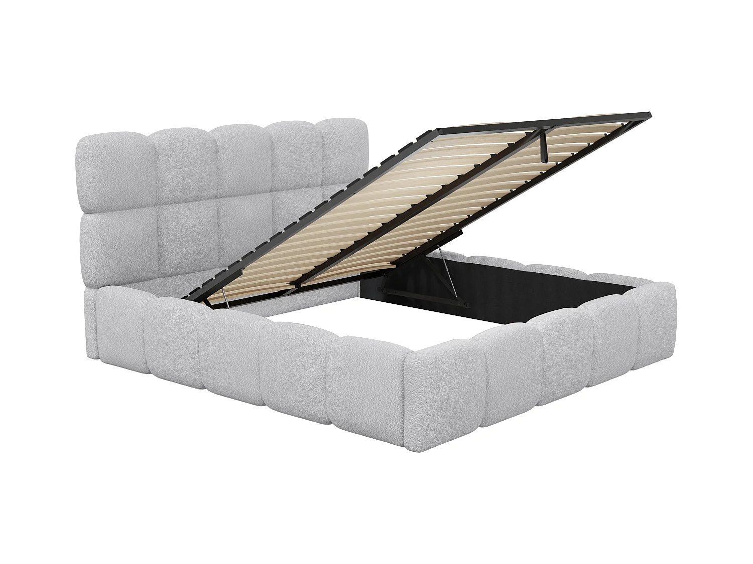 Sängförvaring 180 x 200 cm - Boklé tyg - Ljusgrå - DAMADO från Pascal Morabito