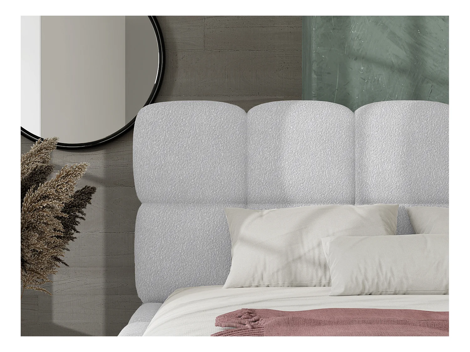 Sängförvaring 180 x 200 cm - Boklé tyg - Ljusgrå - DAMADO från Pascal Morabito