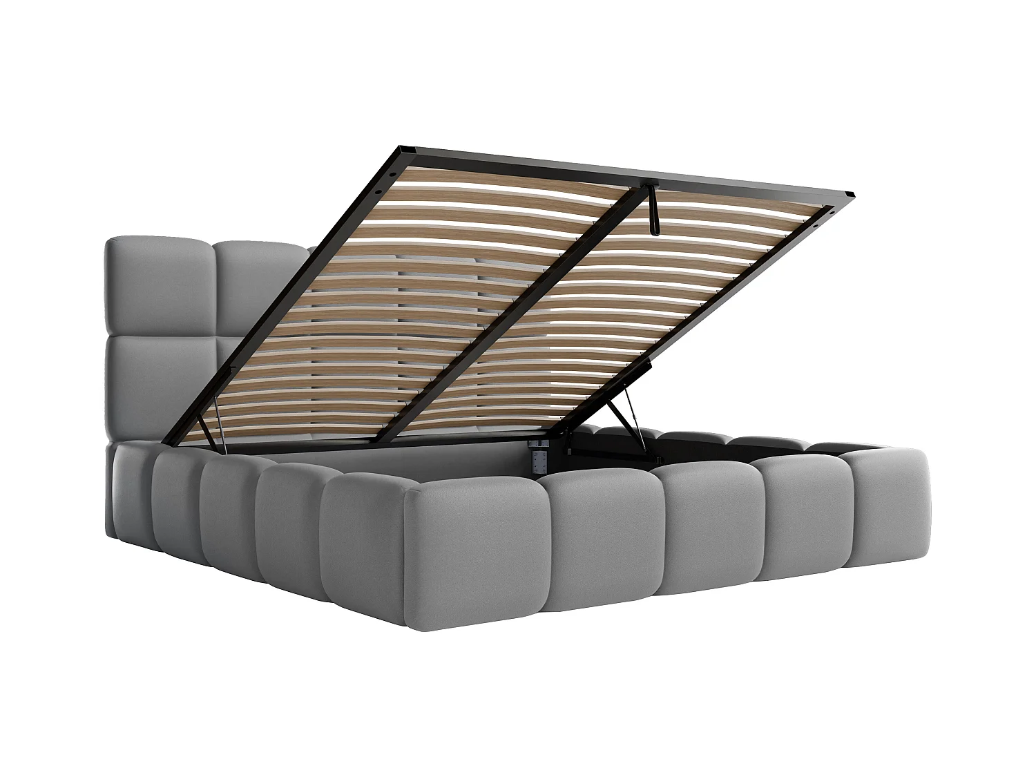 [OLD VERSION]Sengekisteseng 200 x 200 cm - Skinnlignende stoff - Grå - DAMADO av Pascal Morabito