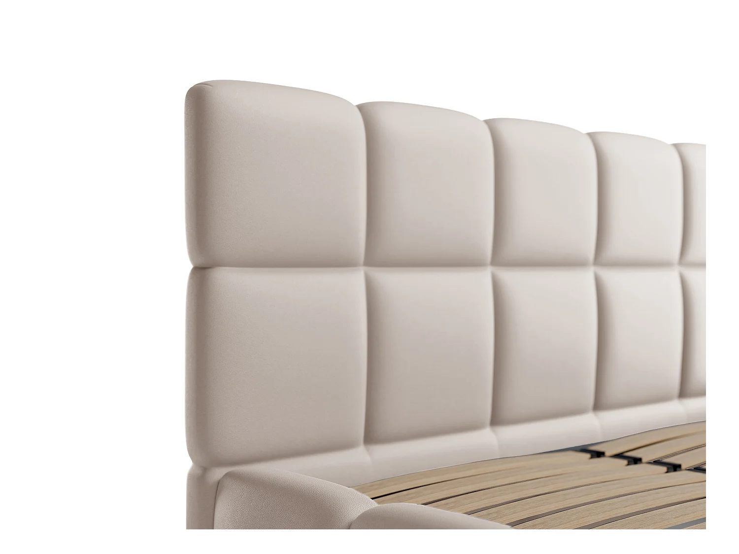 [OLD VERSION]Bett mit Bettkasten - 200 x 200 cm - Stoff Leder-Optik - Beige - DAMADO von Pascal Morabito