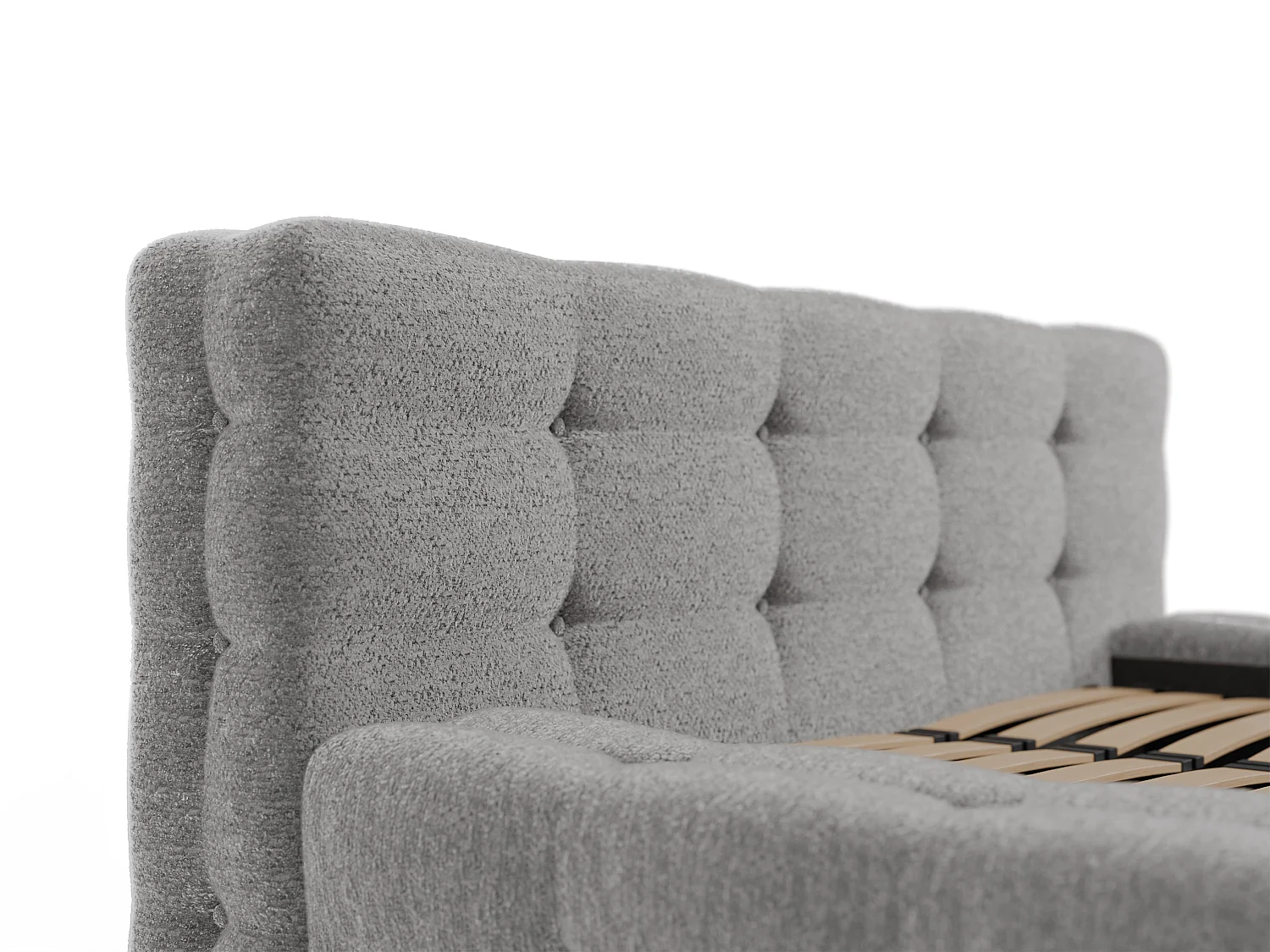 Letto trapuntato 160 x 200 cm Tessuto bouclette Grigio  - LERUCO di PASCAL MORABITO