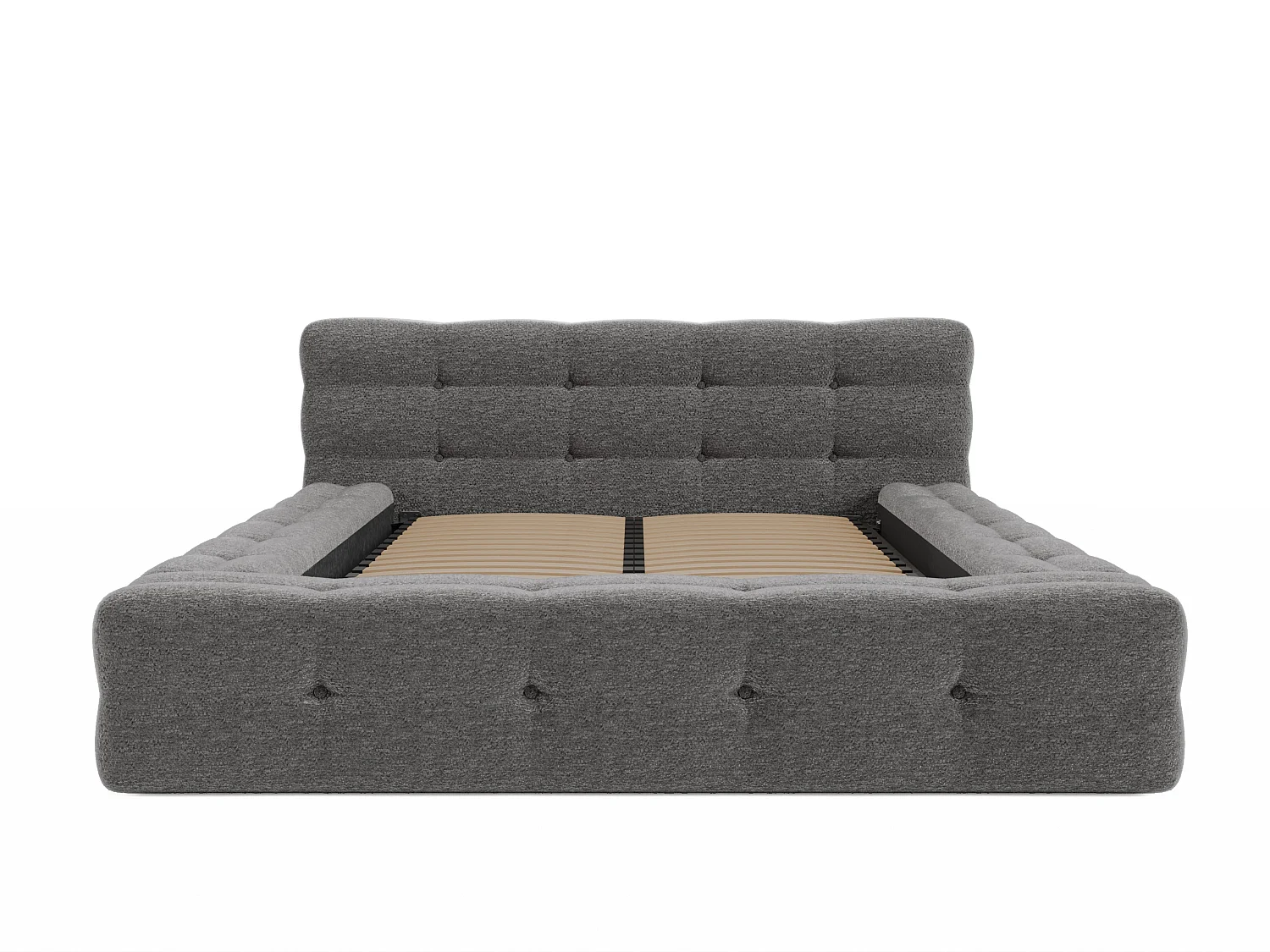 Gecapitonneerd bed 180 x 200 cm - Bouclé - Donkergrijs - LERUCO van Pascal Morabito