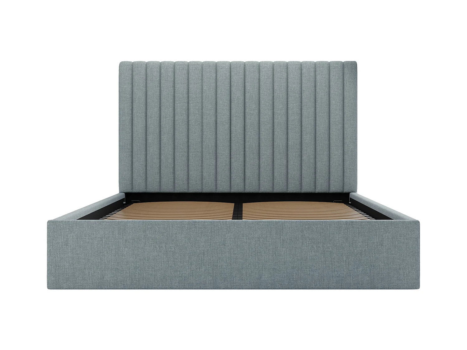 Sengeskuff 180 x 200 cm med pannelgystvernet med vertikale sømmer - Stoff - Himmelblå - SARAH