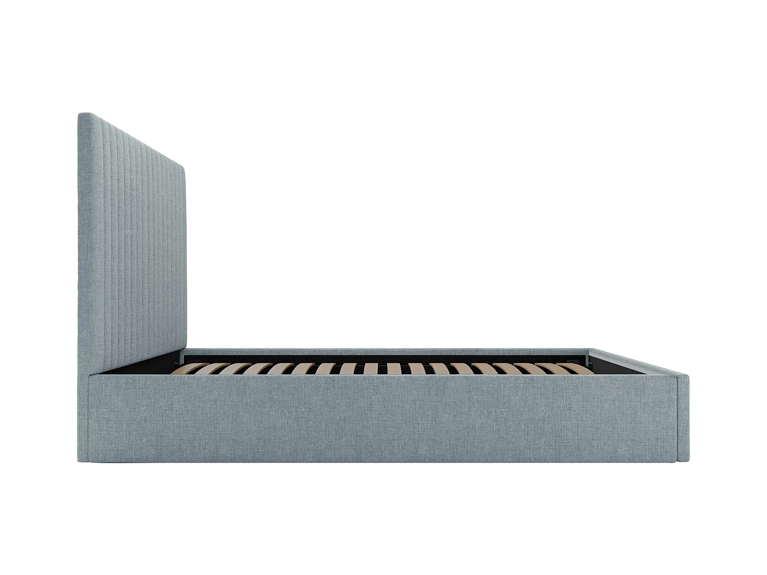 Sengeskuff 180 x 200 cm med pannelgystvernet med vertikale sømmer - Stoff - Himmelblå - SARAH