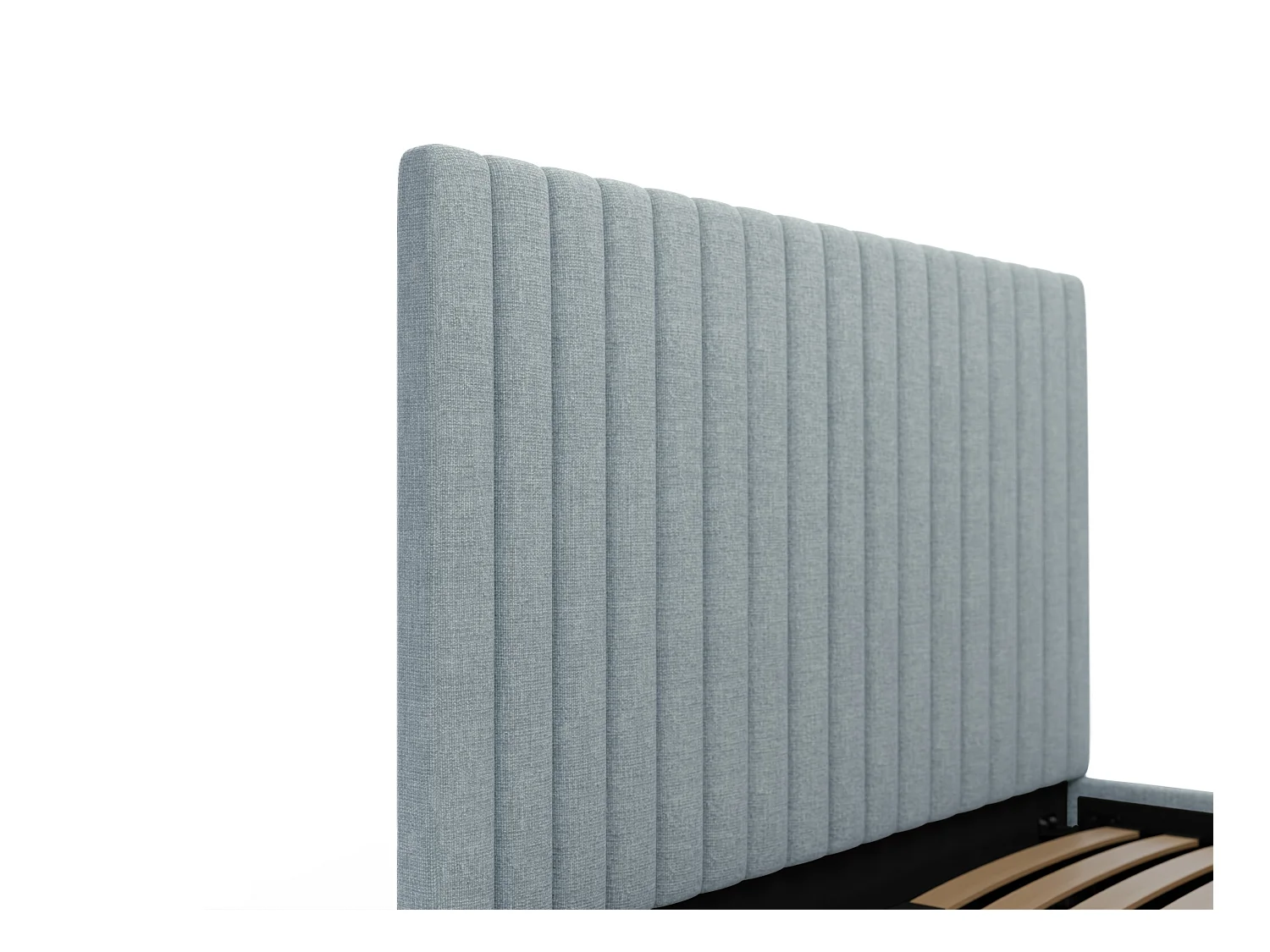 Sengeskuff 180 x 200 cm med pannelgystvernet med vertikale sømmer - Stoff - Himmelblå - SARAH