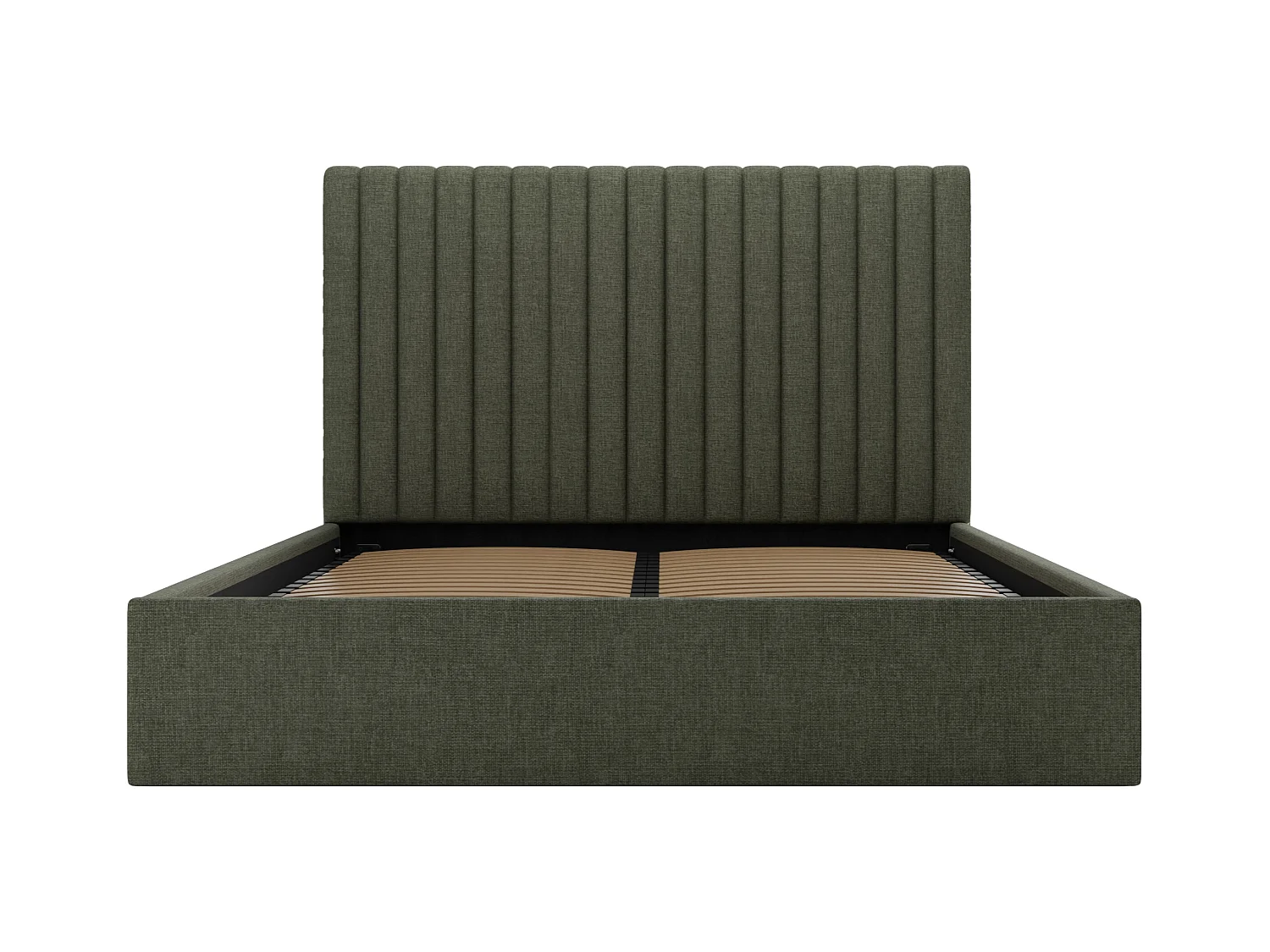 Seng med oppbevaring 180 x 200 cm med vertikale sømmer på hodegavlen - Stoff - Khaki - SARAH