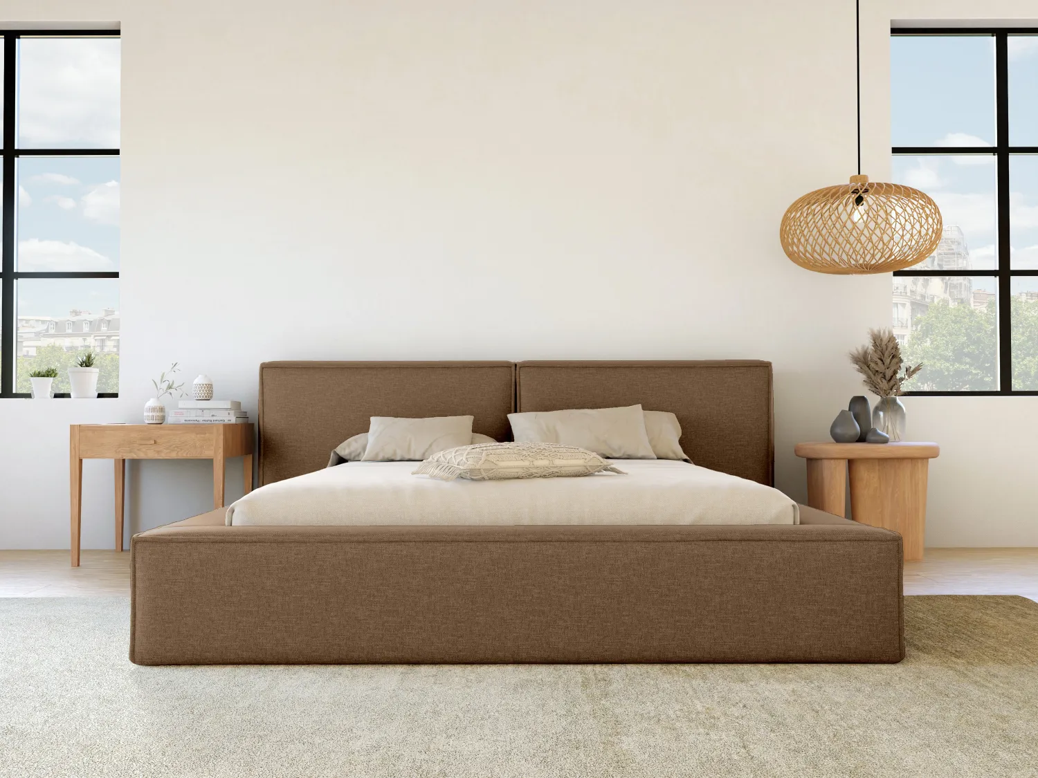 [OLD VERSION]Bett mit Bettkasten - 180 x 200 cm - Stoff - Taupe - TIMANO von Pascal Morabito