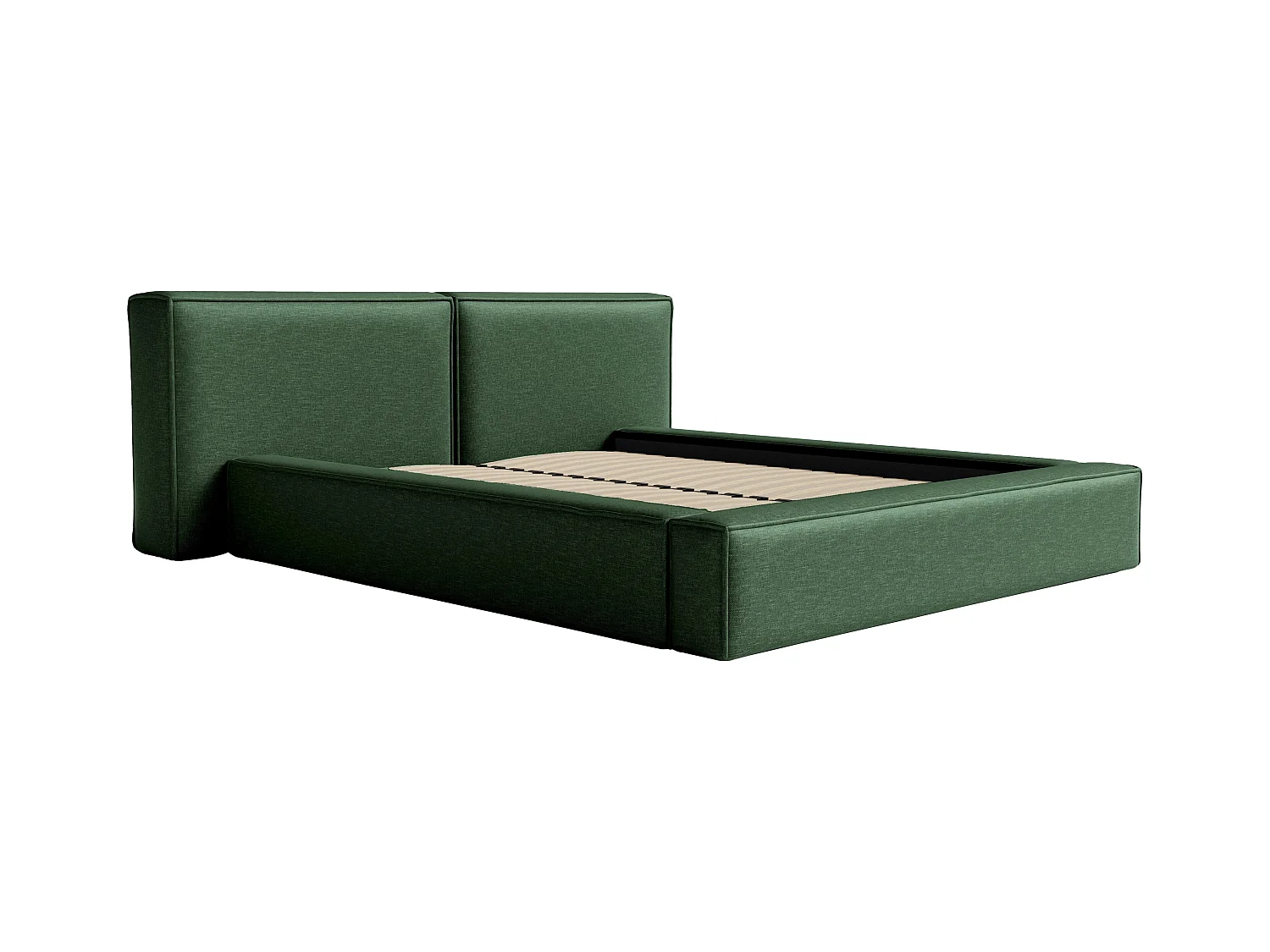 [OLD VERSION]Bett mit Bettkasten - 200 x 200 cm - Stoff - Tannengrün - TIMANO von Pascal Morabito