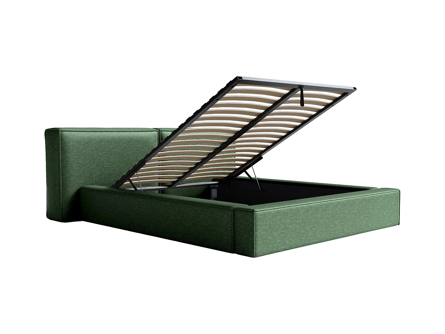 [OLD VERSION]Bett mit Bettkasten - 200 x 200 cm - Stoff - Tannengrün - TIMANO von Pascal Morabito