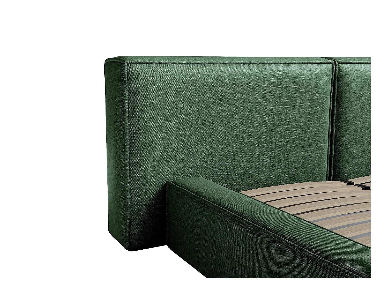 [OLD VERSION]Bett mit Bettkasten - 200 x 200 cm - Stoff - Tannengrün - TIMANO von Pascal Morabito