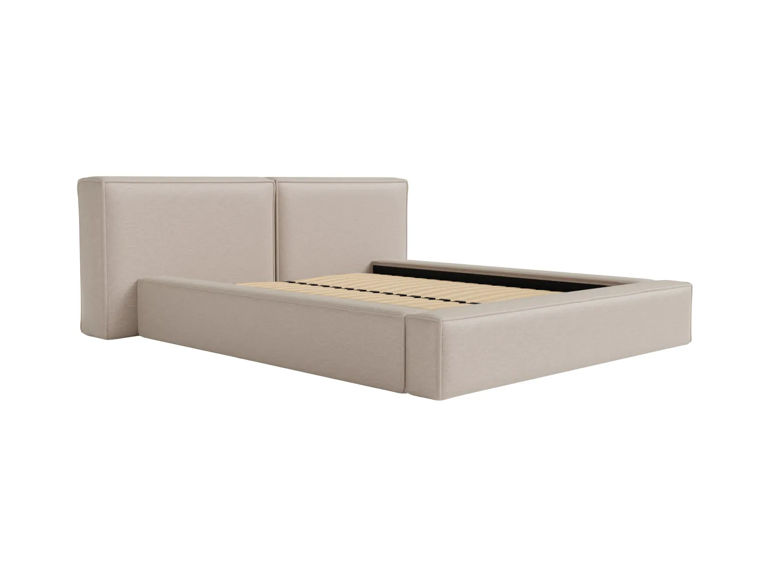 Lit coffre 200 x 200 cm - Tissu - Beige - TIMANO de Pascal Morabito