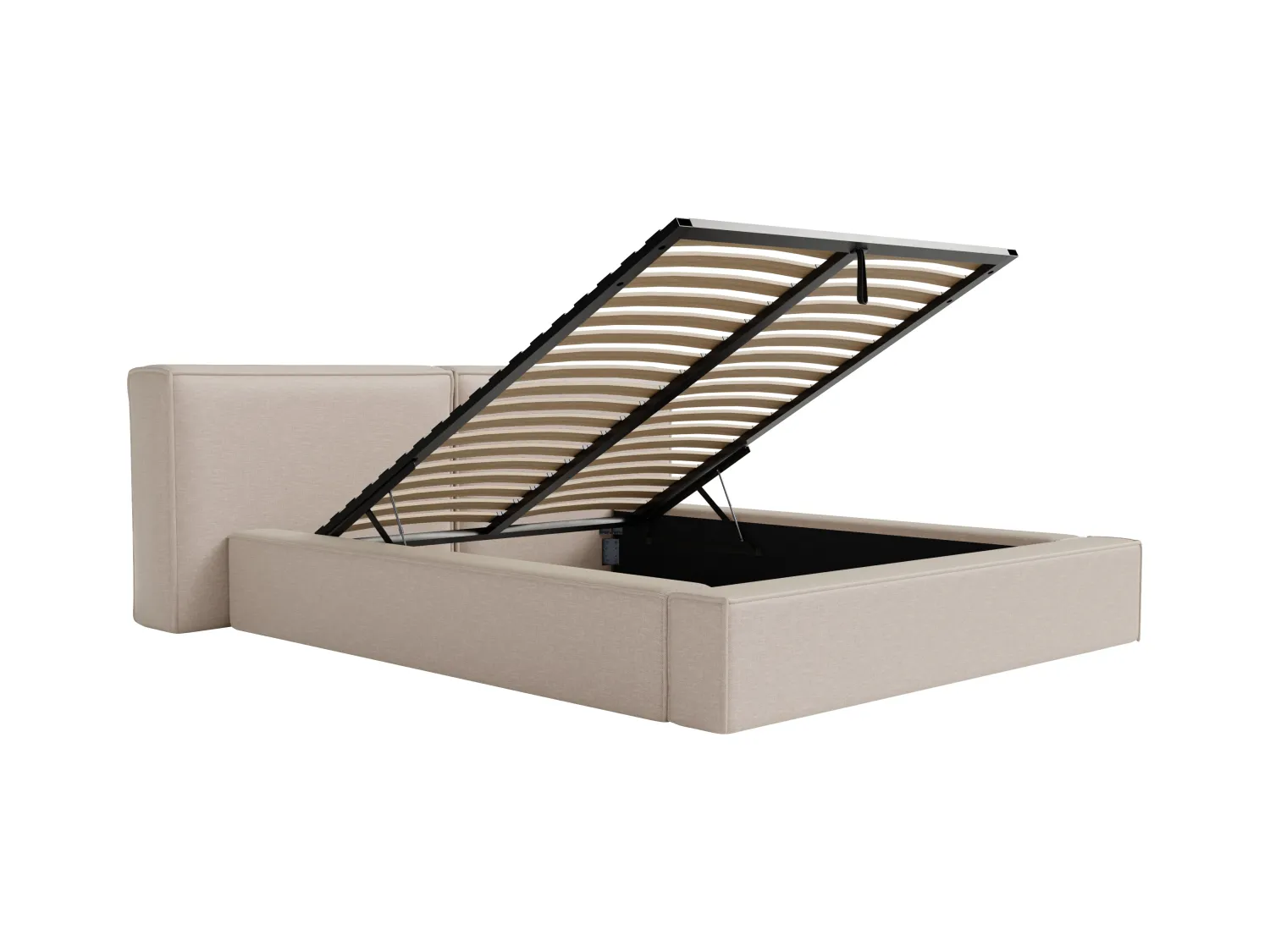 Lit coffre 200 x 200 cm - Tissu - Beige - TIMANO de Pascal Morabito