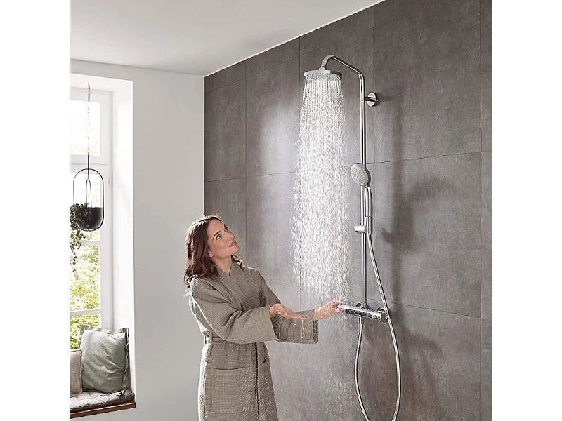Colonne de douche thermostatique HANSGROHE Croma 160 chromé + tablette AddStoris