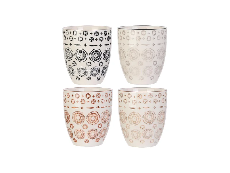 Coffret de 4 tasses en céramique 25cl motif mandala collection MIRAGE
