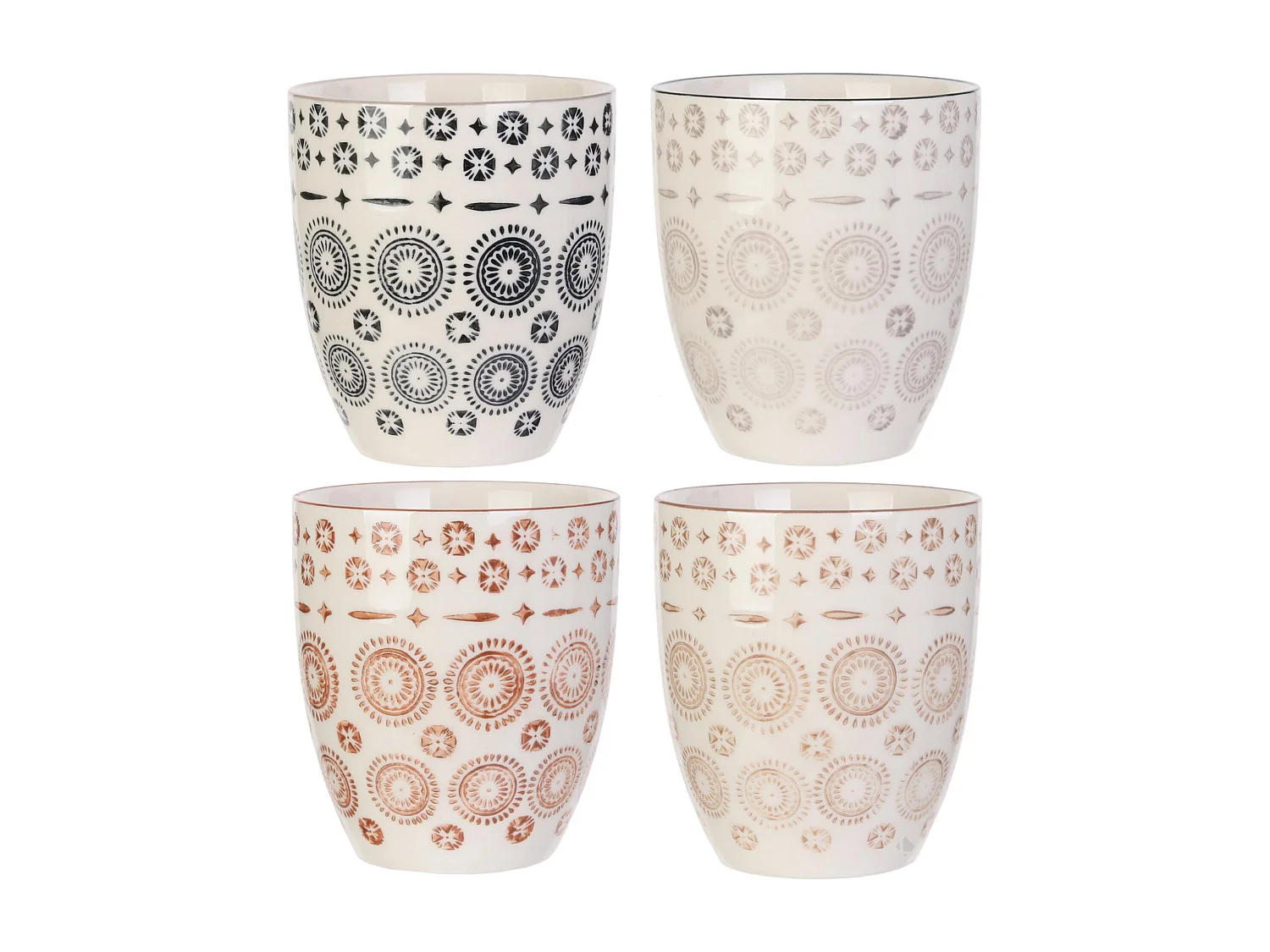 Coffret de 4 tasses en céramique 25cl motif mandala collection MIRAGE