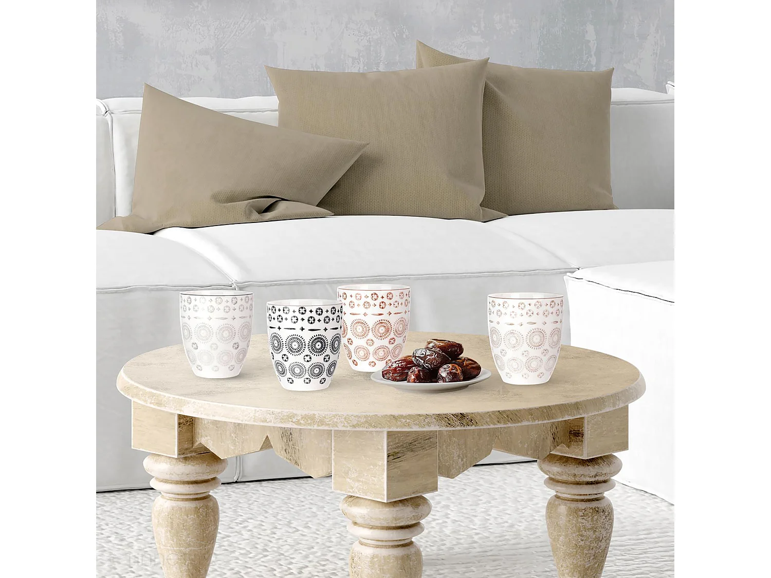 Coffret de 4 tasses en céramique 25cl motif mandala collection MIRAGE