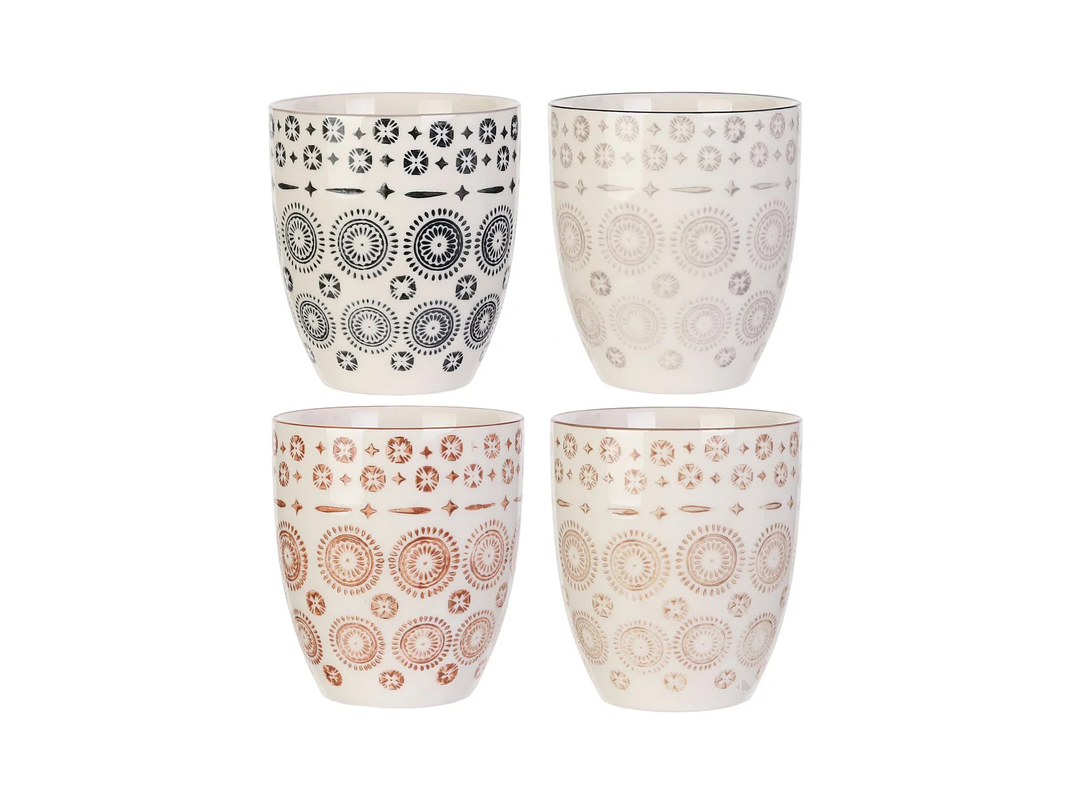 Coffret de 4 tasses en céramique 25cl motif mandala collection MIRAGE