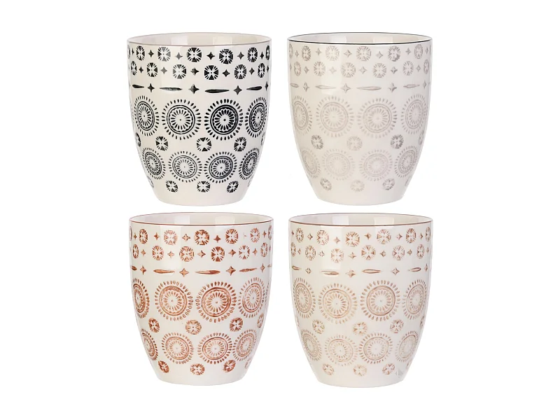 Coffret de 4 tasses en céramique 25cl motif mandala collection MIRAGE