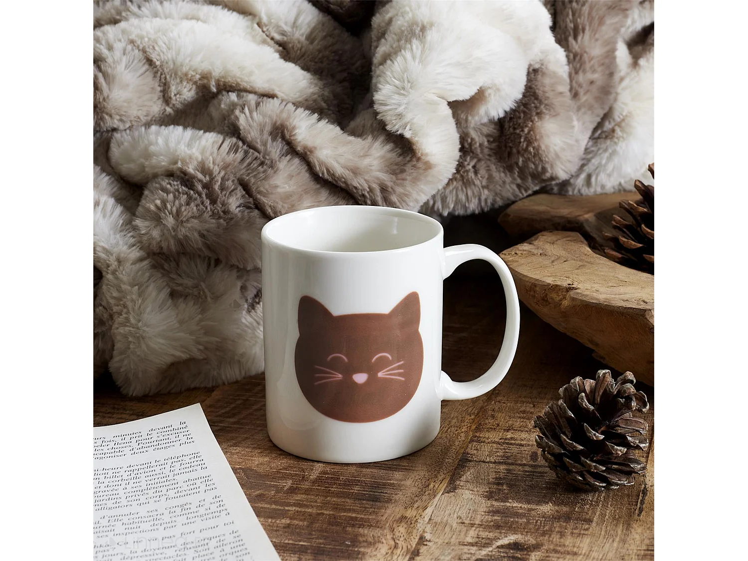 Mug thermo réactif en céramique collection CAT 30cl chat blanc