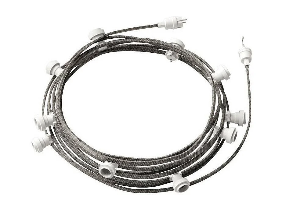 Ghirlanda da Esterni Lumet System 12.5m con 10 Portalampade E27 Bianco CATE27B125 CREATIVE-CABLES Bianco / Grigio
