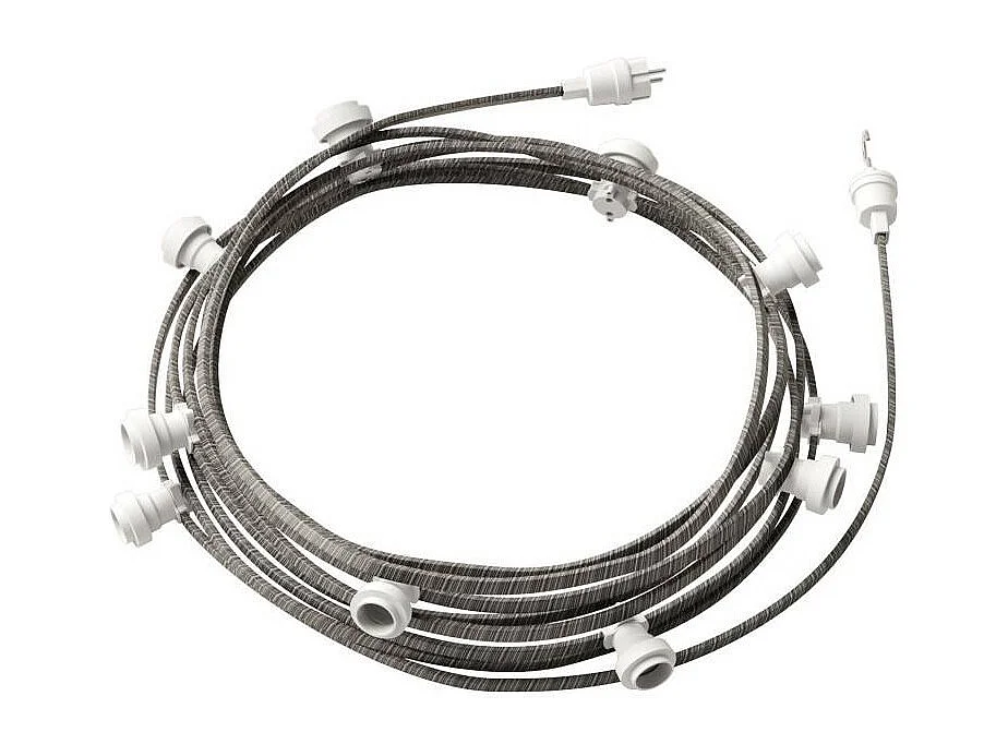 Ghirlanda da Esterni Lumet System 12.5m con 10 Portalampade E27 Bianco CATE27B125 CREATIVE-CABLES Bianco / Grigio