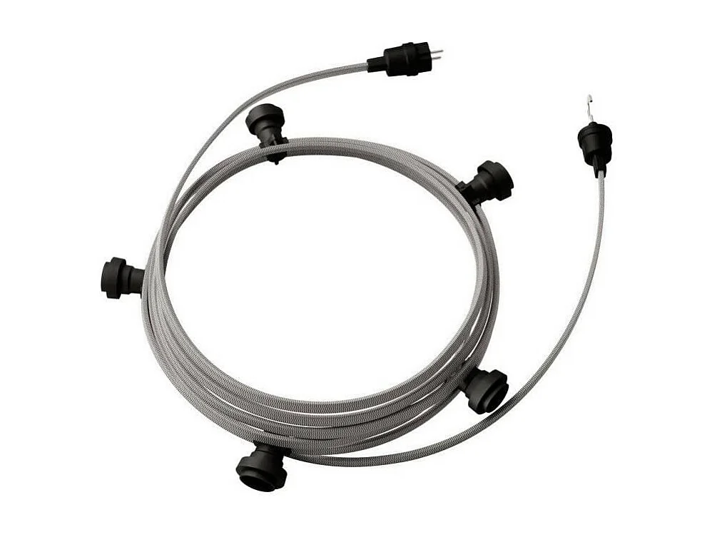 TechBrey Guirnalda Exterior Lumet System 7.5m con 5 Portalámparas E27 Negro Creative-Cables CATE27N075