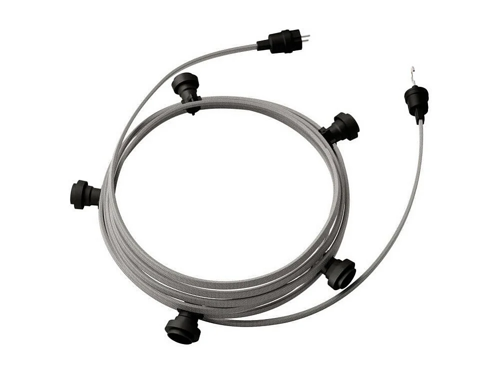 TechBrey Guirnalda Exterior Lumet System 7.5m con 5 Portalámparas E27 Negro Creative-Cables CATE27N075