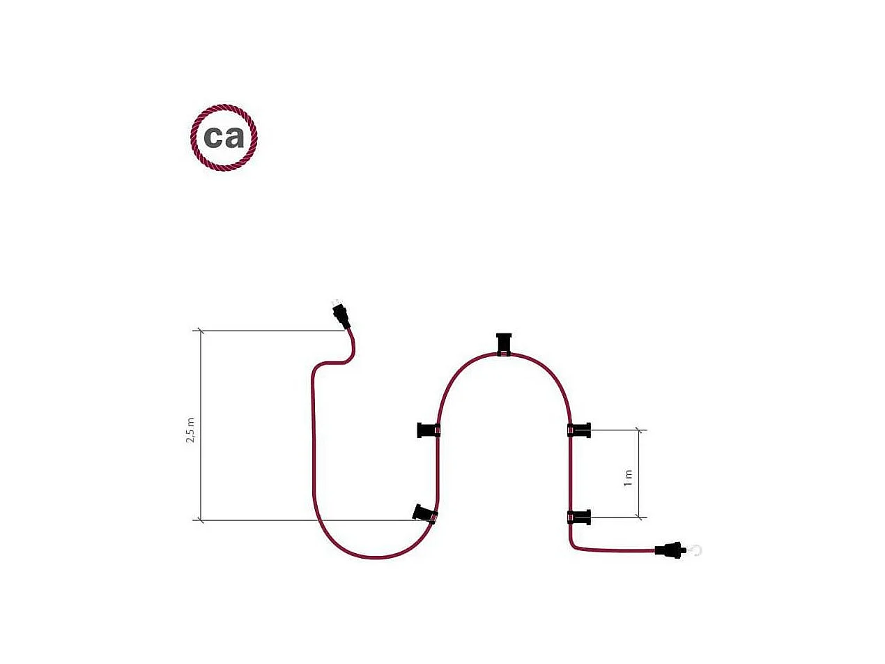 TechBrey Guirnalda Exterior Lumet System 7.5m con 5 Portalámparas E27 Negro Creative-Cables CATE27N075