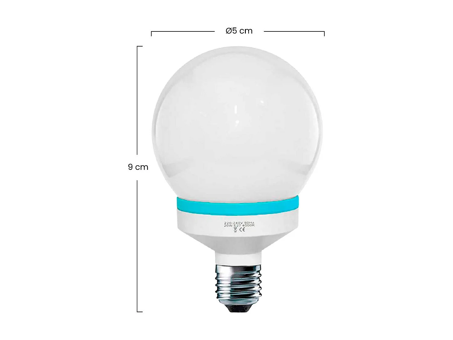 Confezione da 2 Lampadine CFL a basso consumo Mini Globe E27 9W 400lm 4000K Dayron