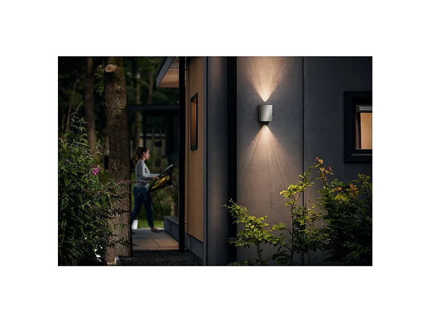 Applique Murale LED Extérieure  Cistus 2x4.5W Double Éclairage Dimmable Argent