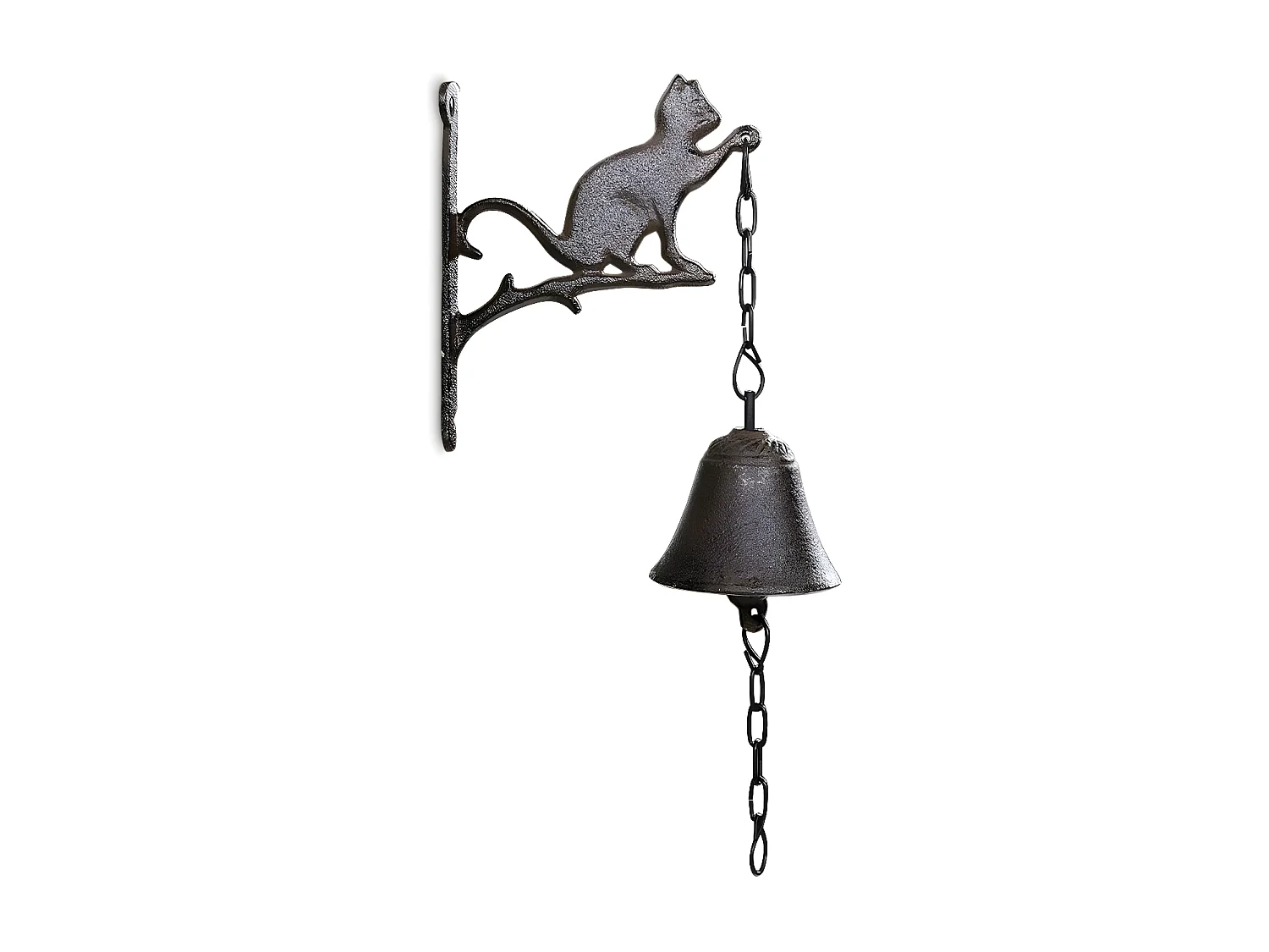 Cloche chat fonte Fonte Marron - Décoration d'Autrefois