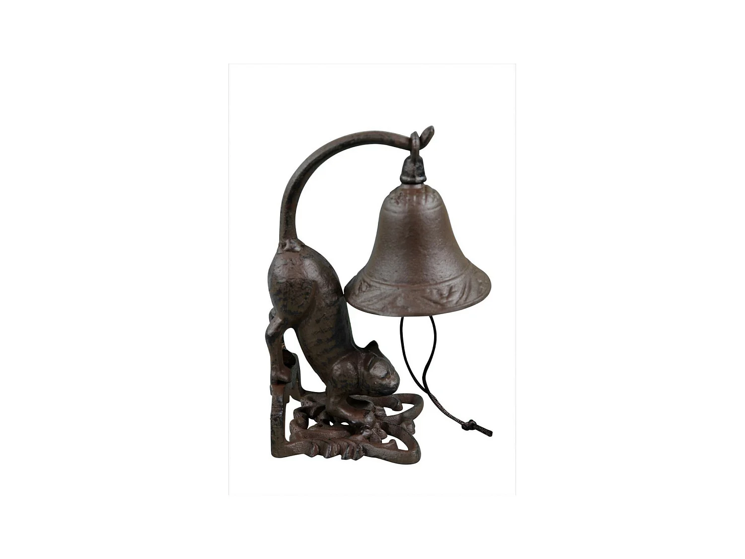 Cloche chat dos fonte Fonte Marron - Décoration d'Autrefois