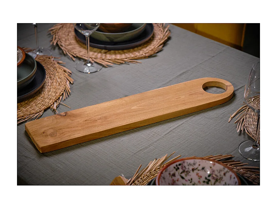 Longue planche à découper 61 cm bois de teck bout arrondi - STELLAR