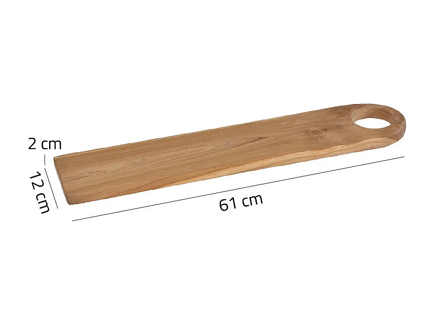 Longue planche à découper 61 cm bois de teck bout arrondi - STELLAR