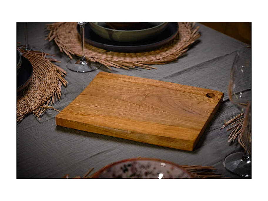 Planche à découper rectangulaire 30 cm en bois de teck - MELBA