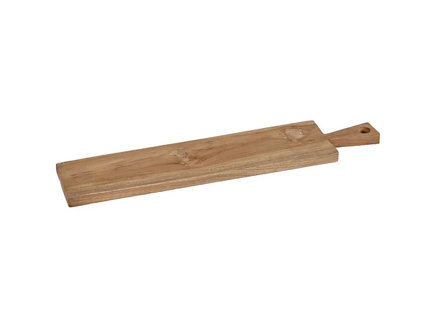 Longue planche à découper 60 cm en bois de teck avec manche - ELEA