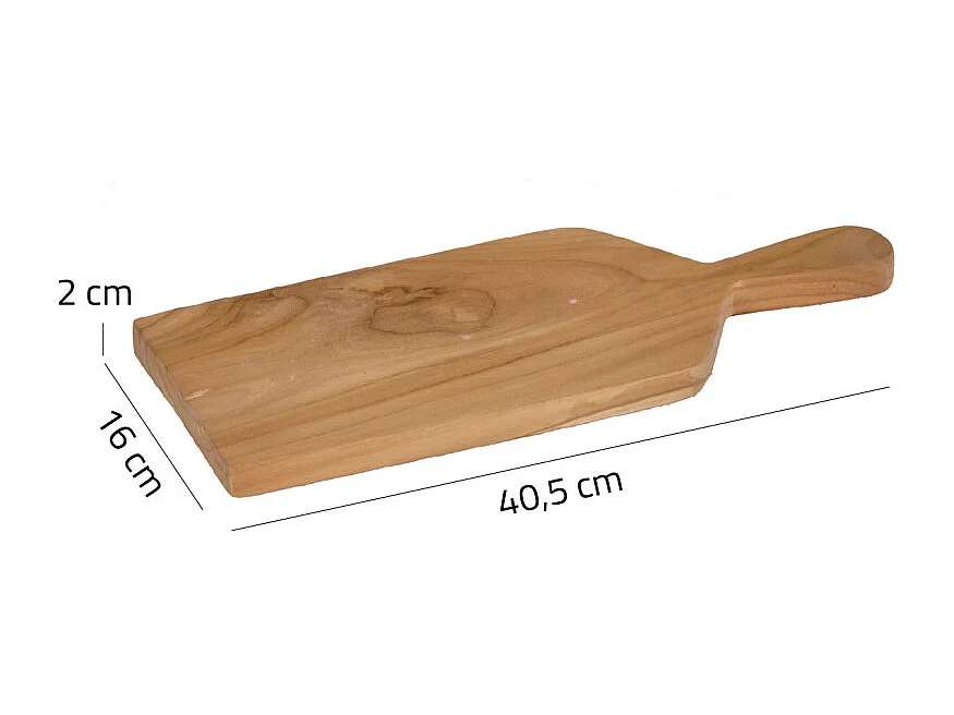 Planche à découper rectangle 40 cm en bois de teck avec manche – MAVA