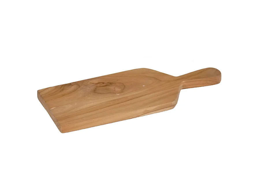 Planche à découper rectangle 40 cm en bois de teck avec manche – MAVA