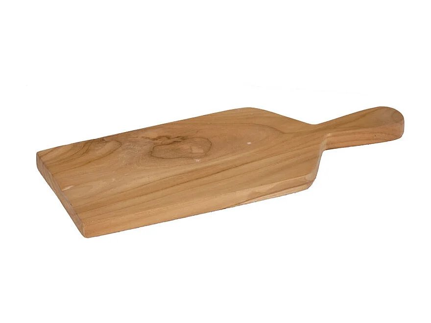 Planche à découper rectangle 40 cm en bois de teck avec manche – MAVA